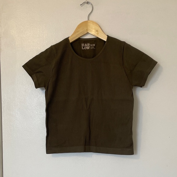 Harlow Tops - Harlow Olive Ribbed Short Sleeve Tee